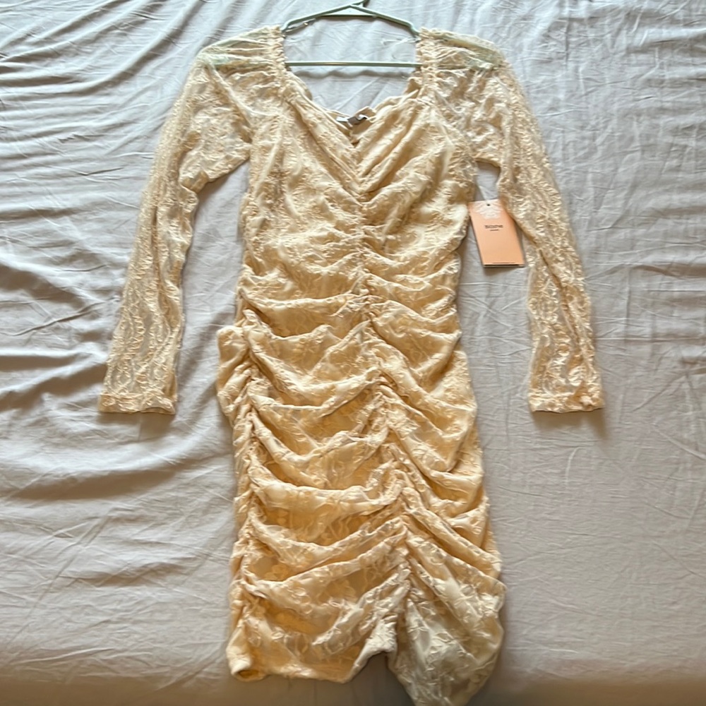 NWT Blashe Nude Lace Long Sleeve Dress